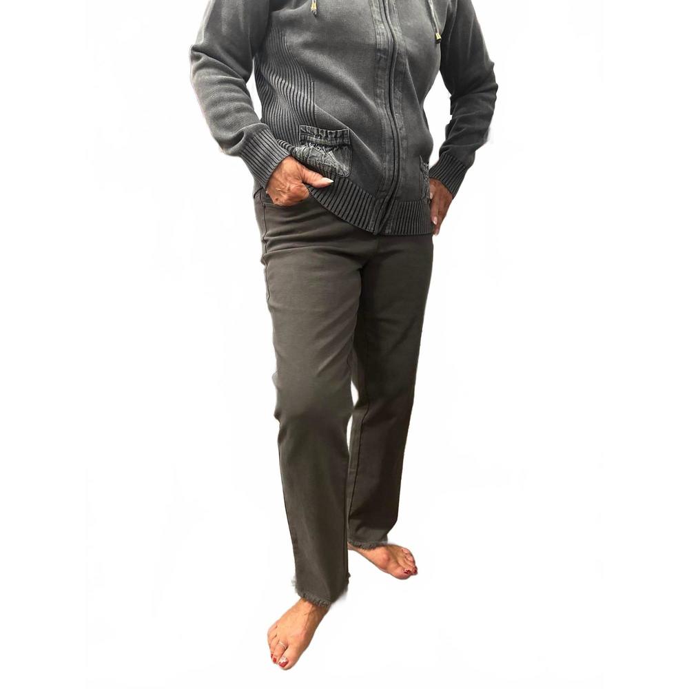 NEW MULTIPLES fringe ankle pant in grey